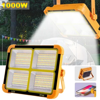 100 W/1000 W слънчева светлина за къмпинг, портативен прожектор, акумулаторна батерия аварийно захранване, нощна лампа, слънчев led лампа за палатка