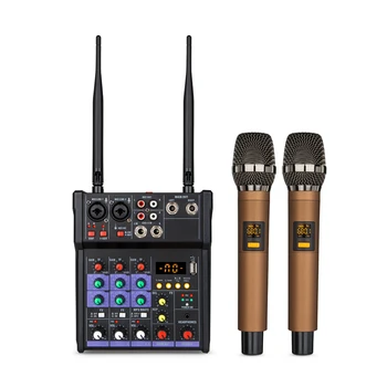 Pro MiCWL 2-Канален Безжичен Ръчен Микрофон С 4 Входа Bluetooth Стерео Миксер за Смесване на Звука DJ Конзола 48V XLR