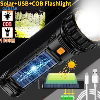 USB + фенерче за слънчево зареждане, вградена батерия, фенерче със странично осветление, фенери, водоустойчив аварийно захранване, ръчна лампа