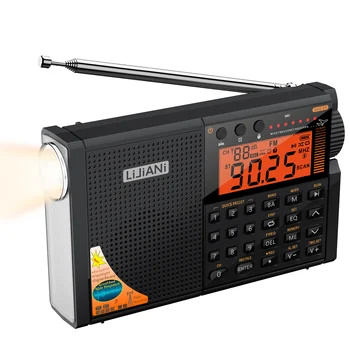 Авиационна радио в Балон с горещ/VHF/AM/FM/SW/Атмосферни Диапазони на Транзисторе с Bluetooth/TF карта/ Фенерче, MP3 плейър, Дигитален запис, аларма Clo