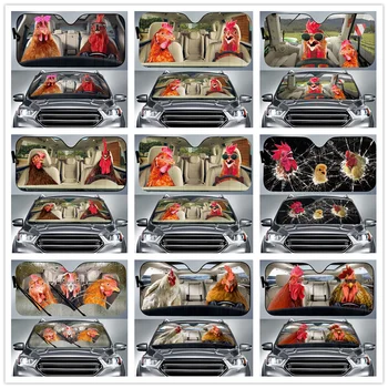 Сенника за кола с Пиле на Водача на Предното Челно стъкло, Забавен Козирка с изображение на Животно за кола, който Запазва Прохладата на вашия автомобил, UV